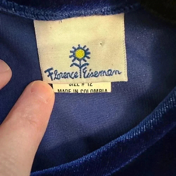 FLORENCE EISEMAN Girls Stretch Velvet Dress w/ Chiffon Sleeves - Picture 5 of 8